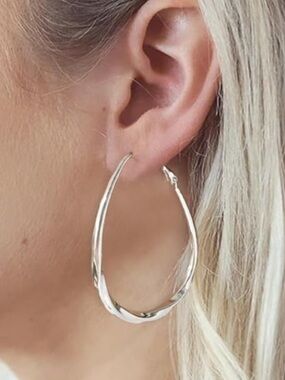 PABBEU 925 Sterling Silver Twisted Hoop Earrings Lightweight Large